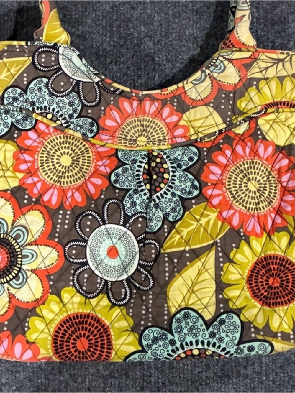 #68 - Vera Bradley FLOWER SHOWER Floral Quilted Tote Bag - Picture 5 of 6
